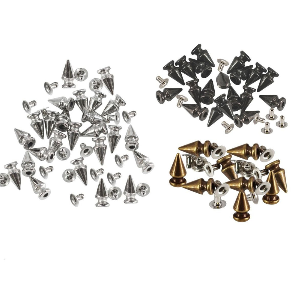 Plastic Thin Cone Punk Studs with Base Pin - (Pack of 100)