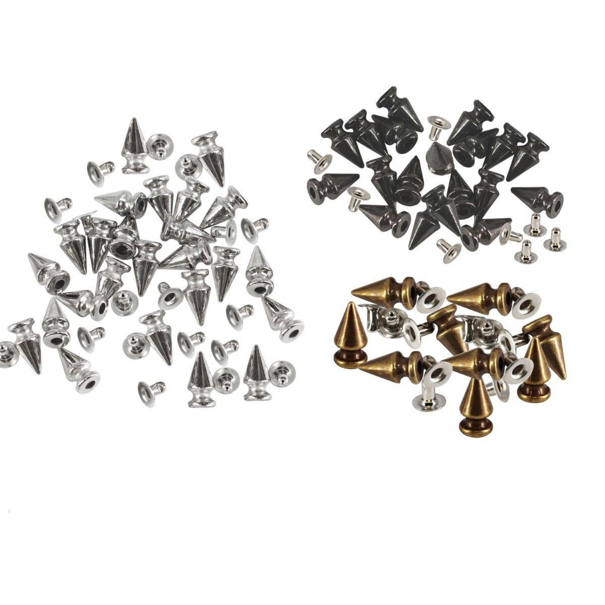 Plastic Thin Cone Punk Studs with Base Pin - (Pack of 100)