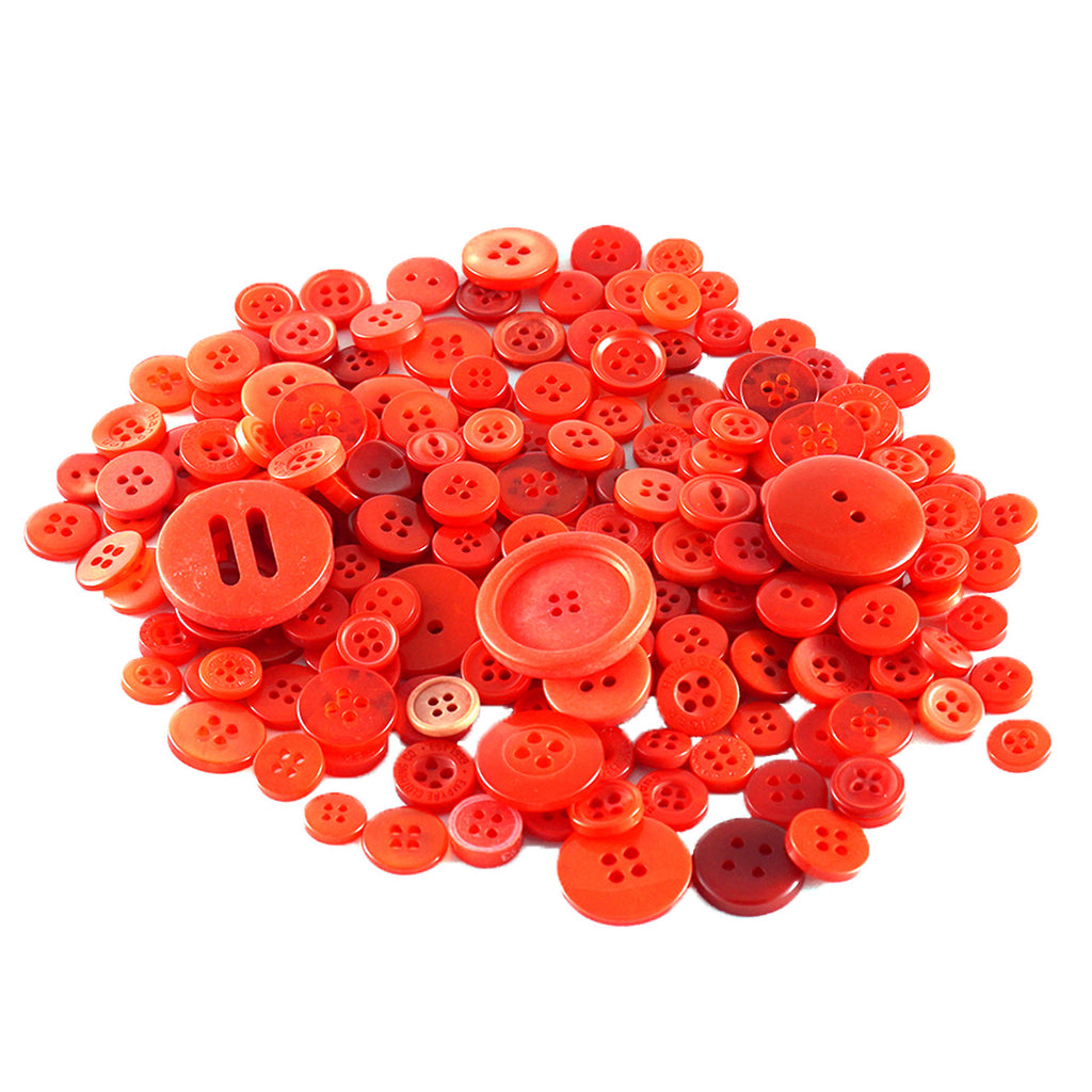 Red Buttons in Mixed Sizes - 100g Bag