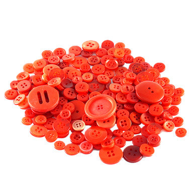 Red Buttons in Mixed Sizes - 100g Bag