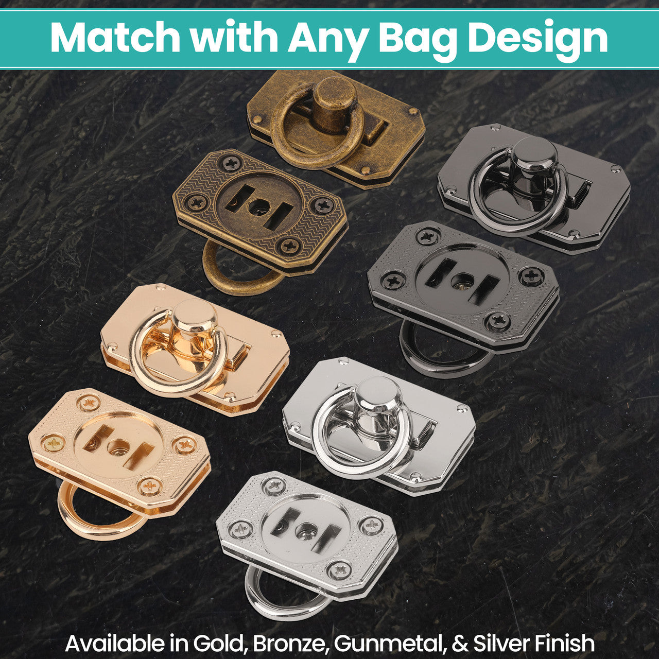 Rectangular Plate Covers with D-Ring Handles- Bronze, Gold, Gunmetal, Silver