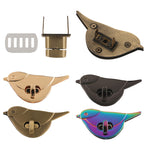 Bird-Shaped Twist Turn Bag Lock - Bronze, Gold, Gun Metal Black, Rainbow Silver