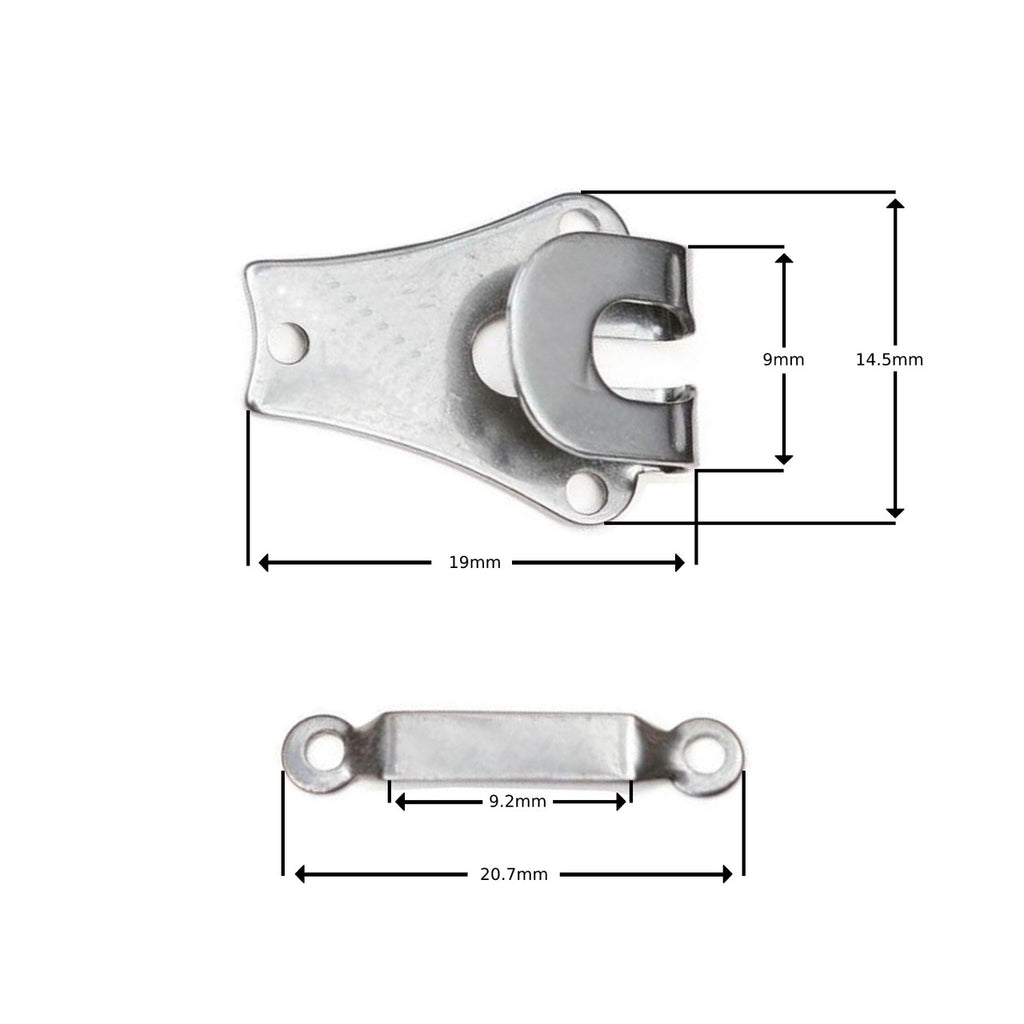9mm Trouser Hook and Bar Fasteners - Silver