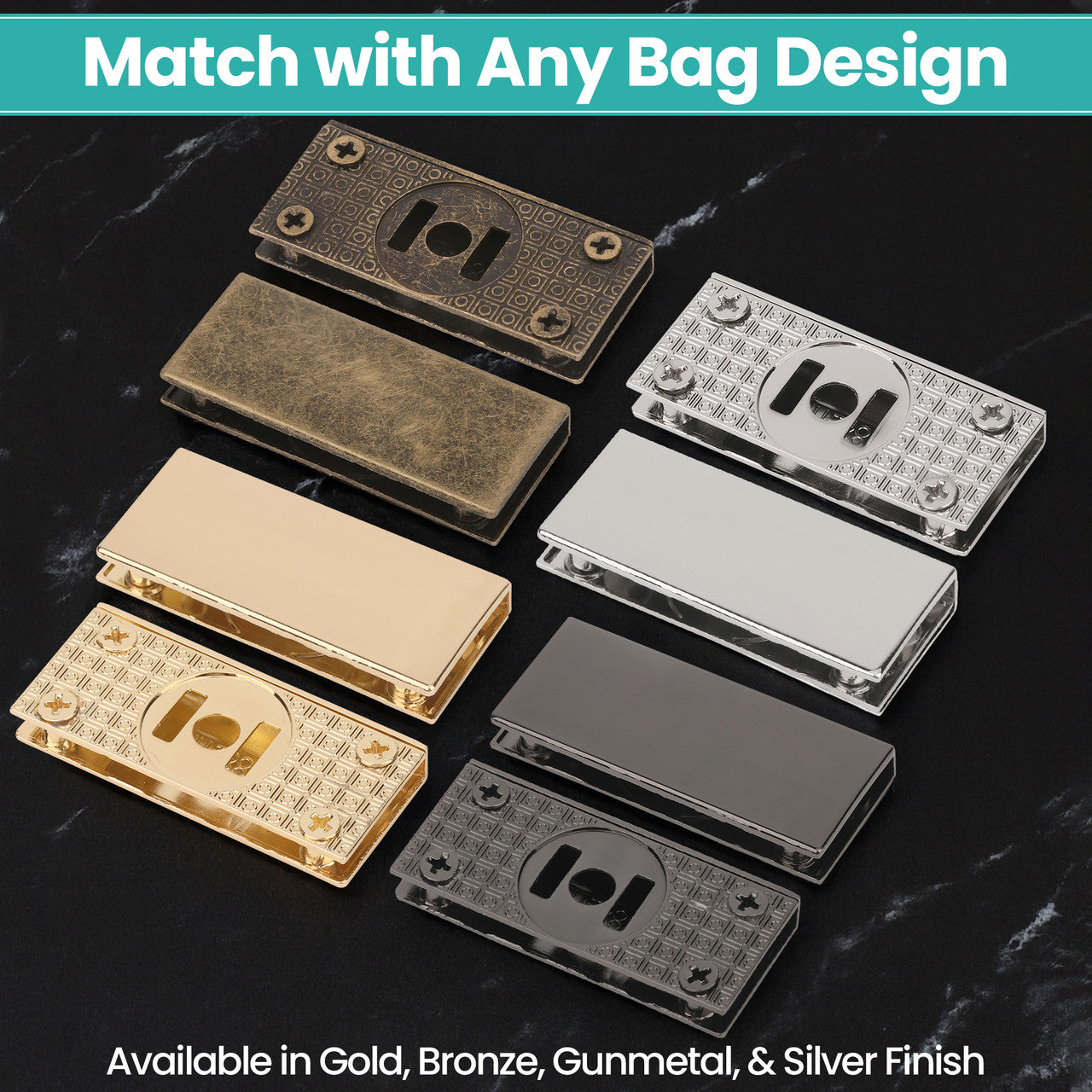Rectangular Magnetic Edge Clasp Plates (Set of 2) - Bronze, Gold, Gunmetal, Silver