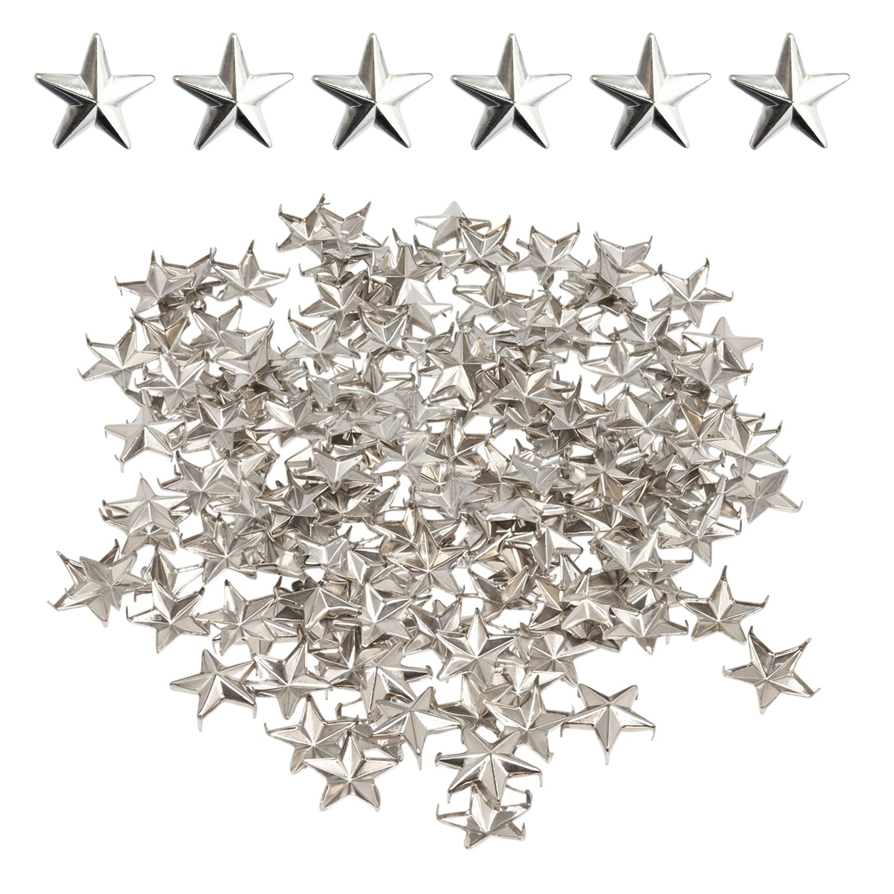 12mm Silver Star Studs with Prongs - Pack of 50