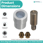 14mm Etched Mushroom Bag Feet Rivet Die Set for Green Machine Hand Press