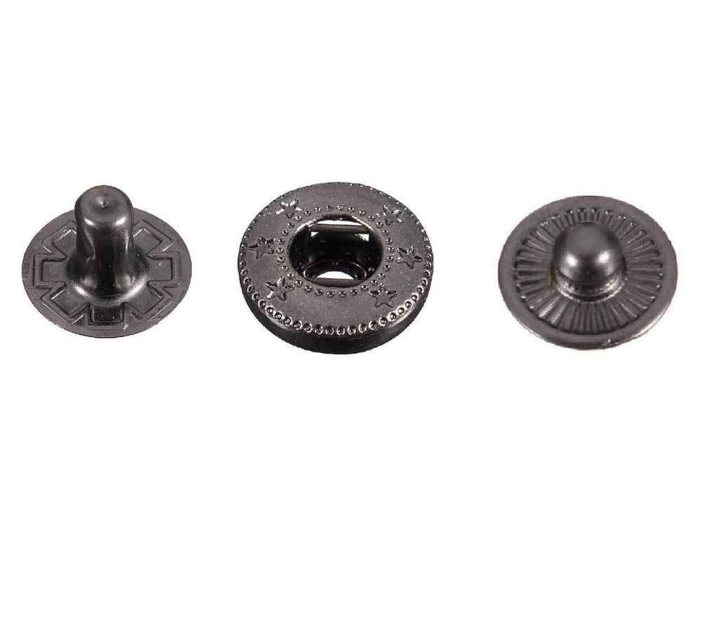 15mm S Spring Press Studs with Colour Caps and Gunmetal Components - (10 Sets)