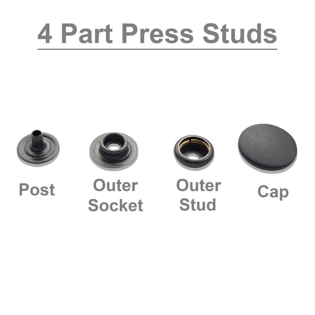 4-Part Press Studs with Hand Fixing Tool - Small