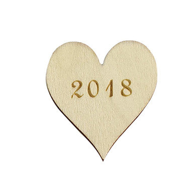 4cm Wooden Hearts Embellishment with Engraving - (Pack of 5) 2018