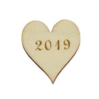 4cm Wooden Hearts Embellishment with Engraving - (Pack of 5) 2019