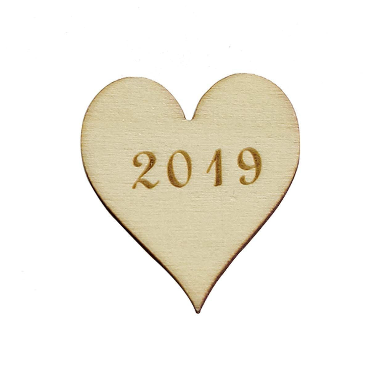 4cm Wooden Hearts Embellishment with Engraving - (Pack of 5) 2019