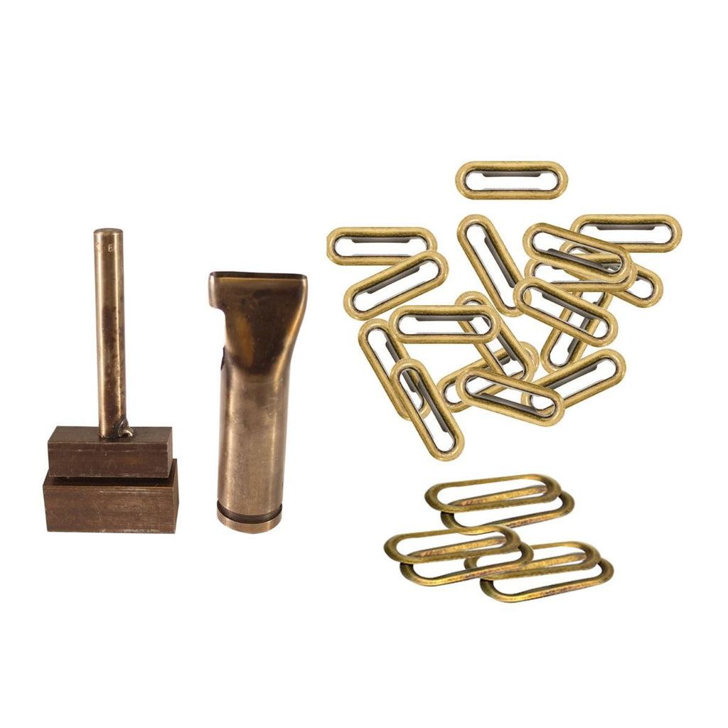 Brass Oval Eyelets with Washers and Fixing Hand Tool (Pack of 50)