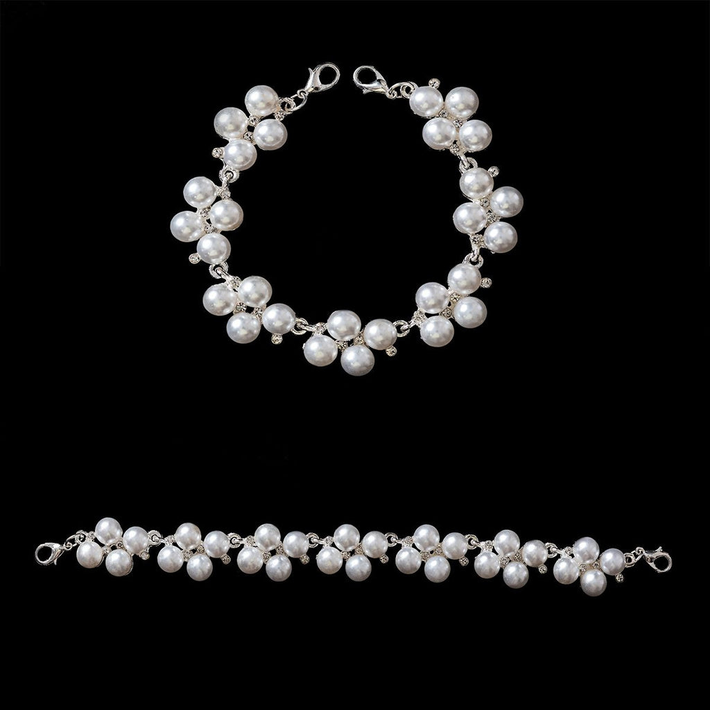 Sew-On White Pearl with Silver Metal Motif