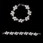 Sew-On White Pearl with Silver Metal Motif