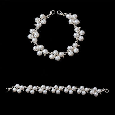 Sew-On White Pearl with Silver Metal Motif