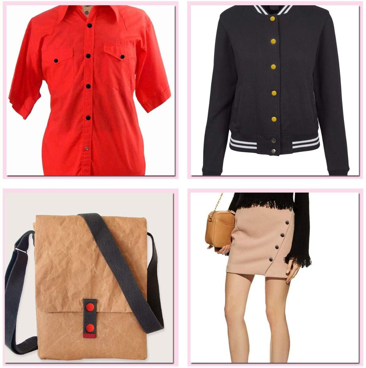 15mm S Spring Press Studs with Colour Caps and Gunmetal Components - (10 Sets)