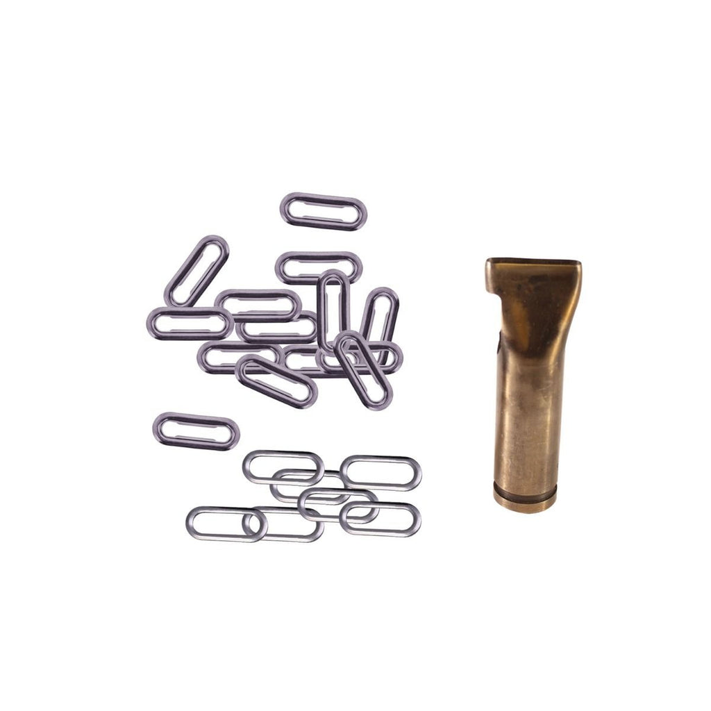 Brass Oval Eyelets with Washers and Fixing Hand Tool (Pack of 50)