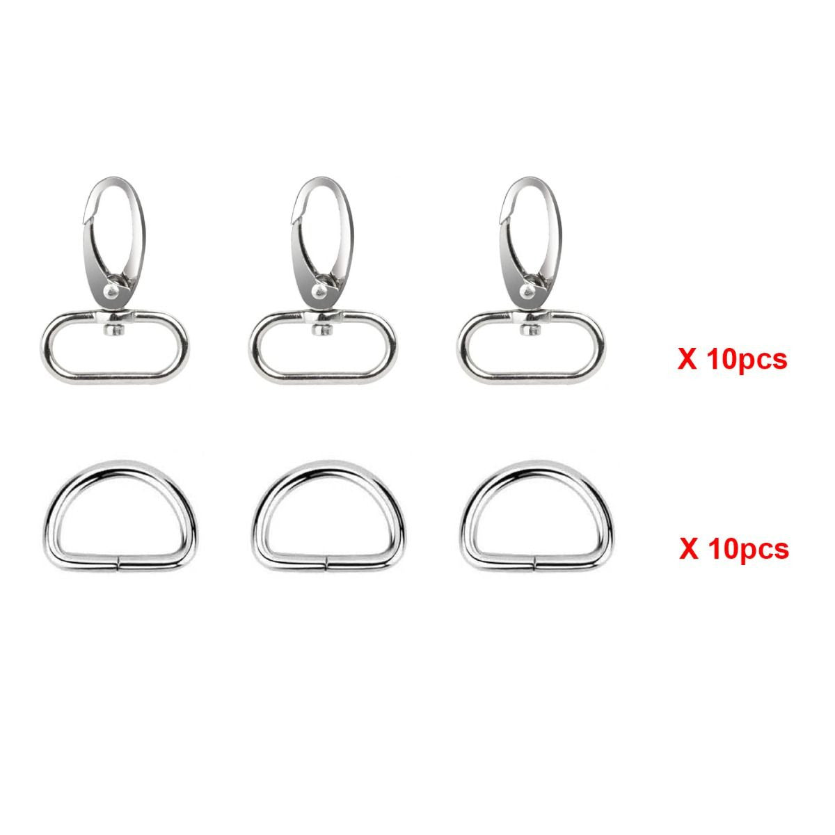 Metal Snap Hook & D Ring Pack (Pack of 20)