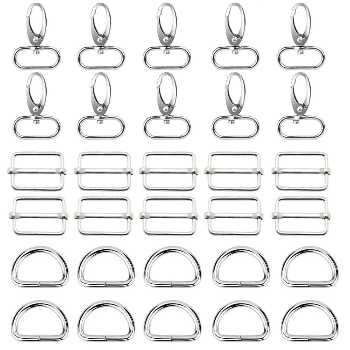Metal Snap Hook, Slider Buckle & D Ring Pack (Pack of 30)