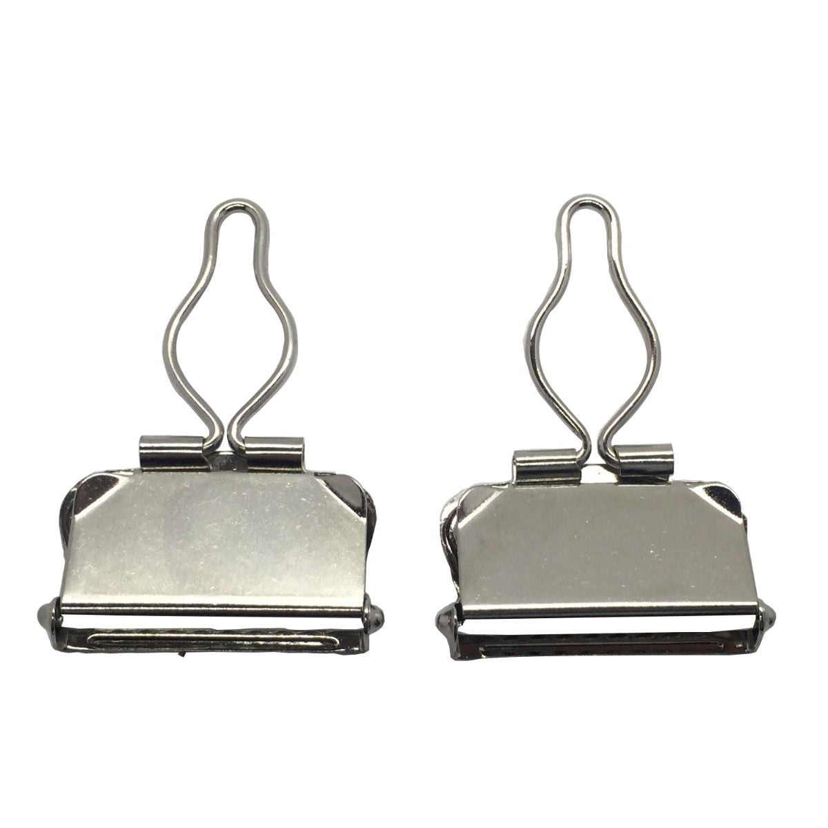 38mm Dungaree Foldable Buckle Clips, Silver - (Pack of 2)