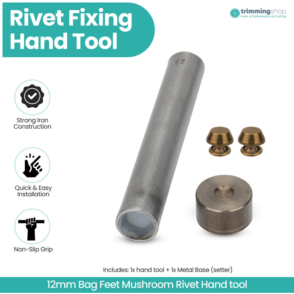 Mushroom Rivet Punch & Base Setter Tool - 12mm / 14mm