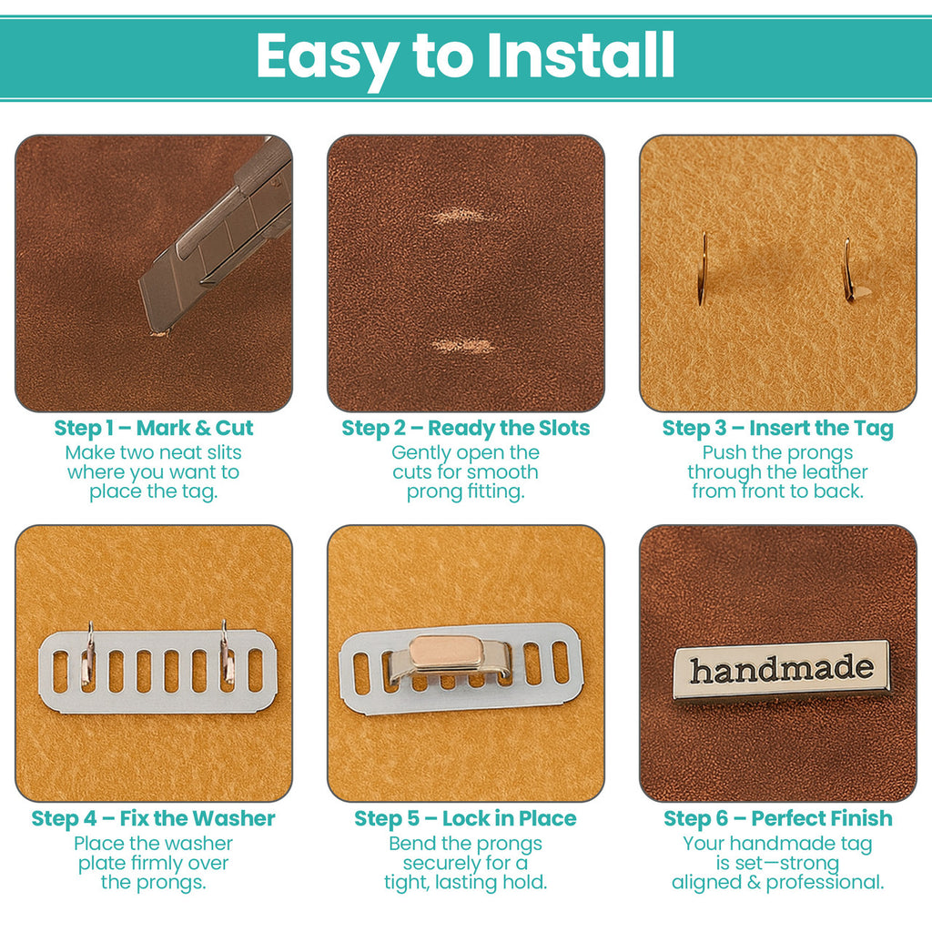 Handmade Metal Labels – 3.5cm x 1cm (Pack of 5)