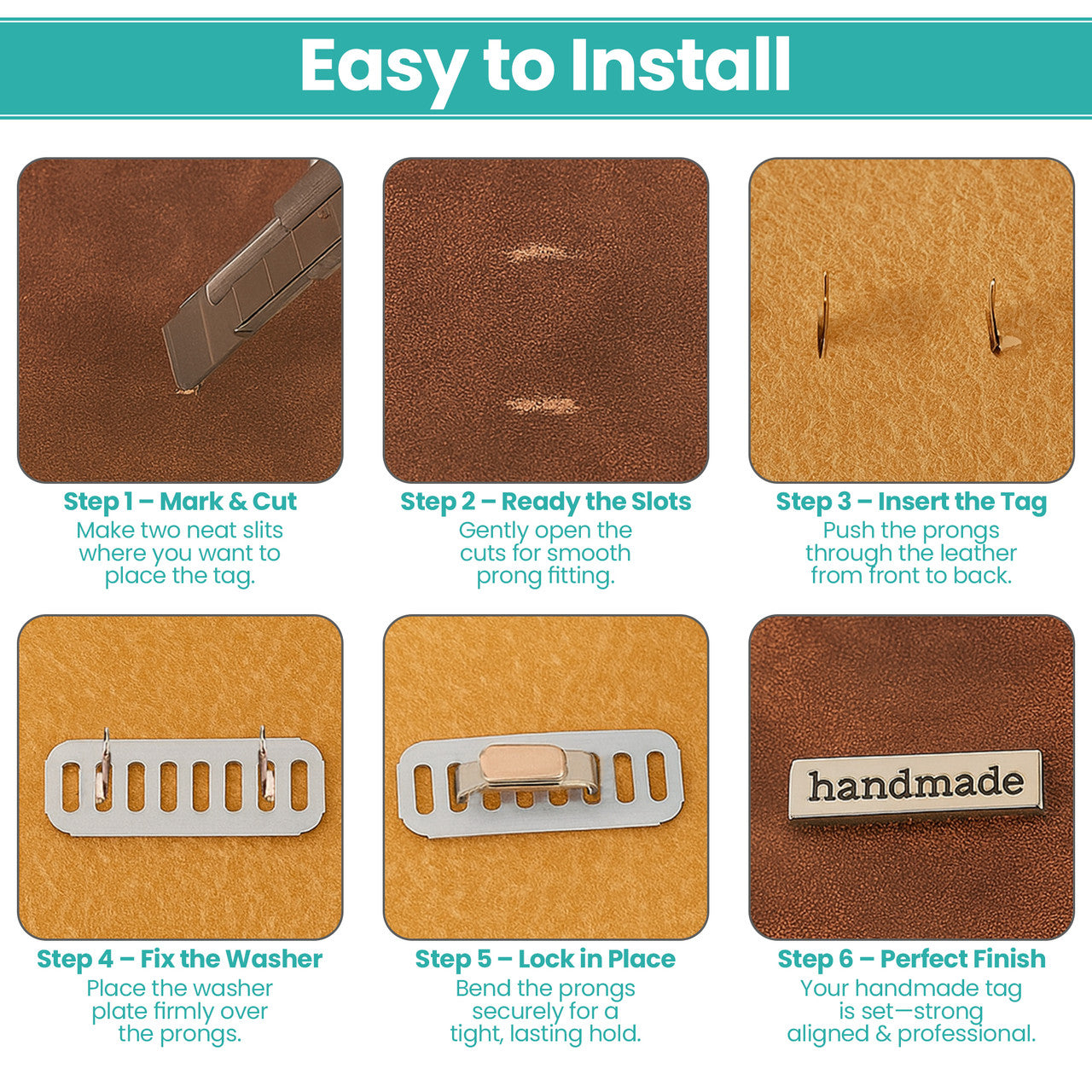 Handmade Metal Labels – 3.5cm x 1cm (Pack of 5)