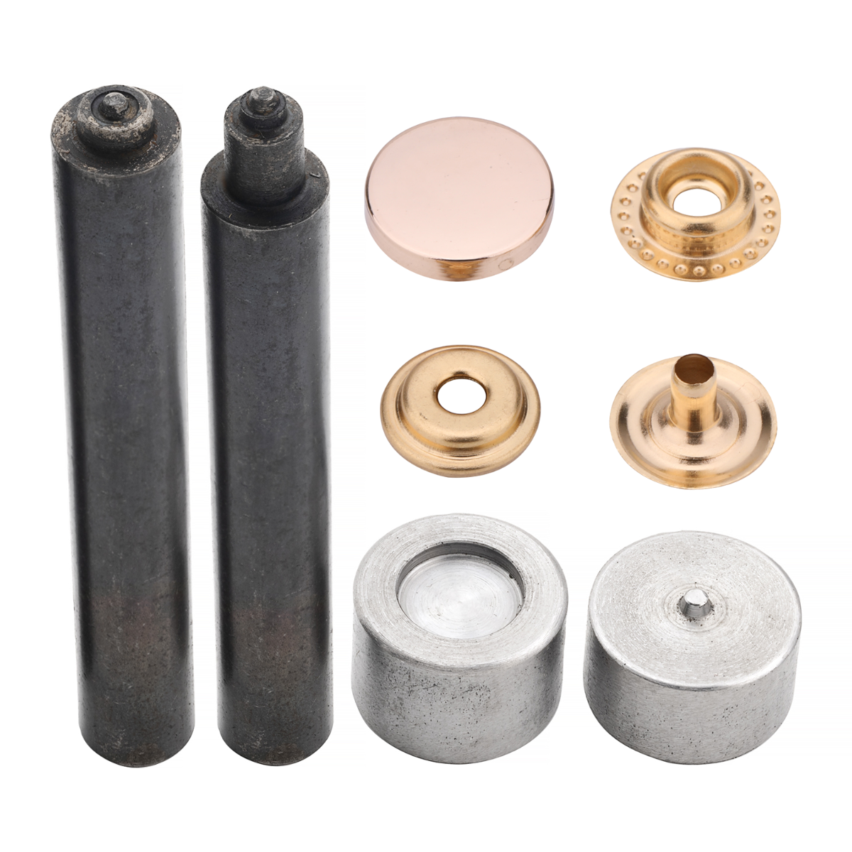 4-Parts Flat Cap Press Studs with Fixing Hand Tool (10 Sets)