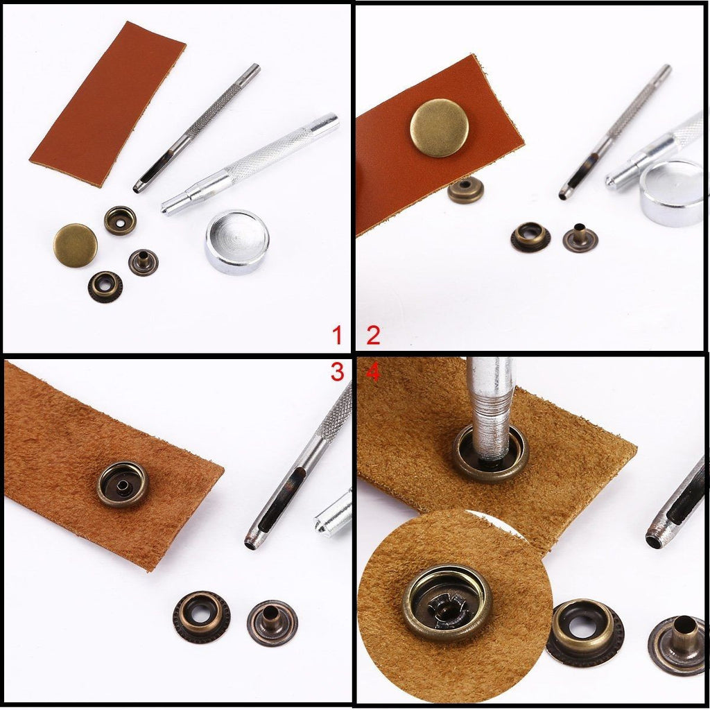 15mm Press Studs with Colour Caps and Silver Components - Small (10 Sets)