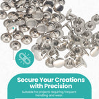 Silver Double Cap Rivets with Hole Punch Hand Tool - (Pack of 100)