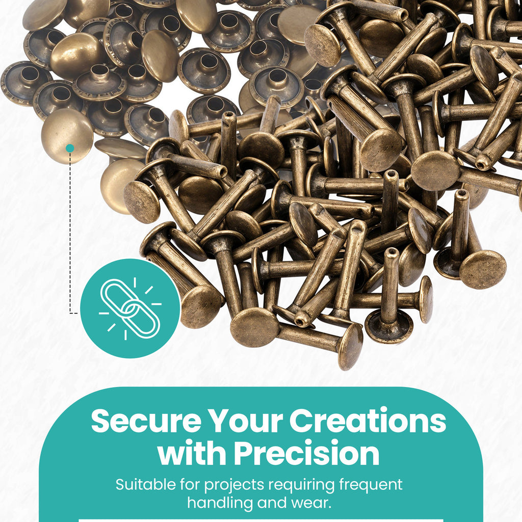 Double Cap Tubular Rivets Extra Long Studs (Pack of 50)
