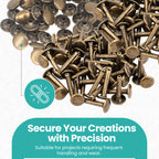 Double Cap Tubular Rivets Extra Long Studs (Pack of 50)