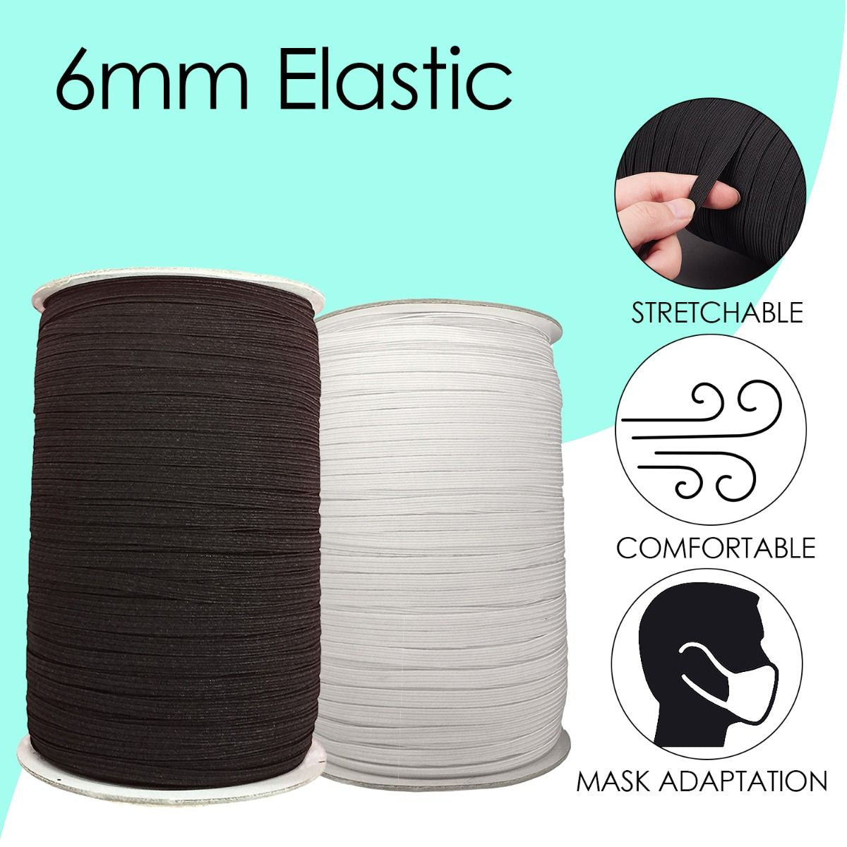 6mm Flat Elastic Cord