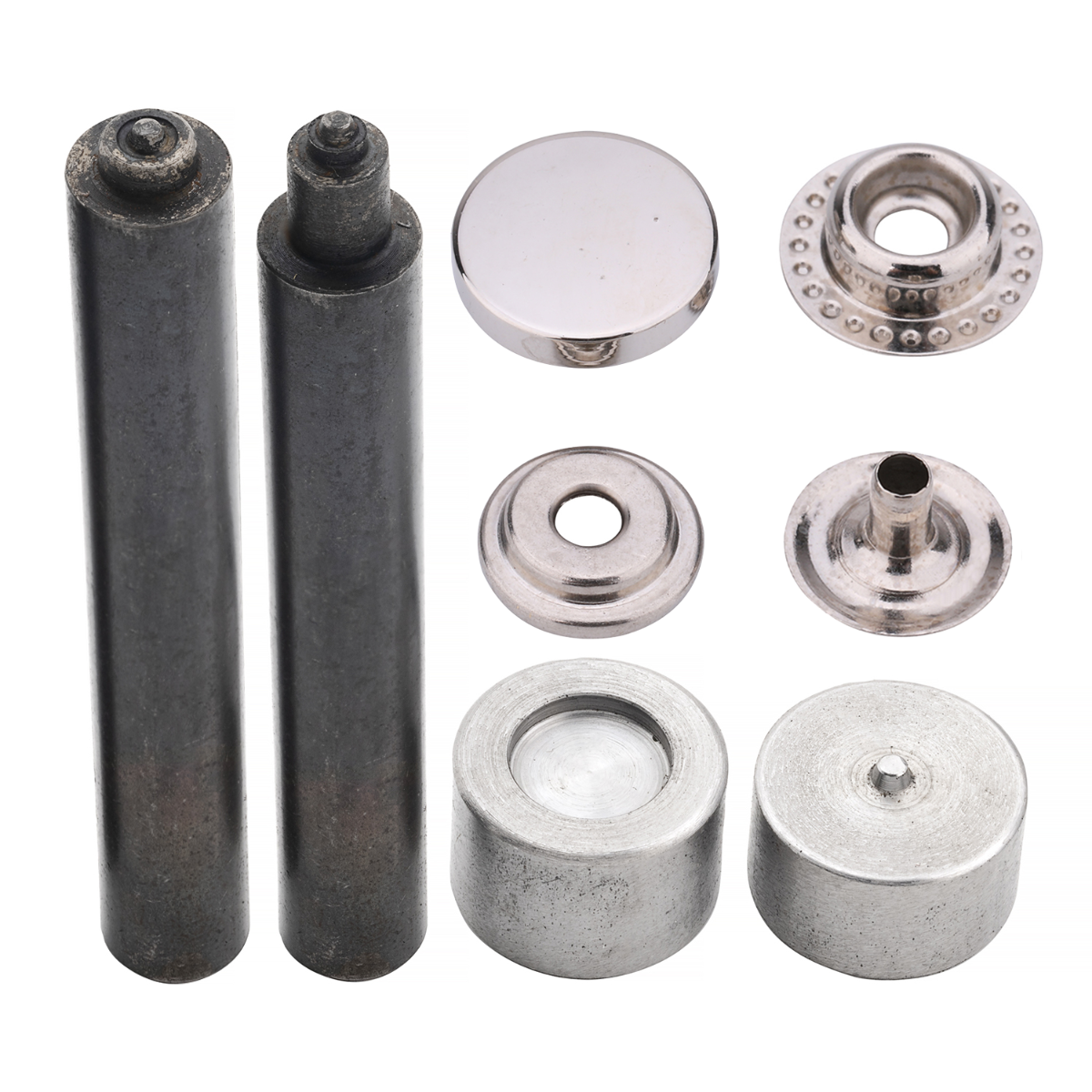 4-Parts Flat Cap Press Studs with Fixing Hand Tool (10 Sets)