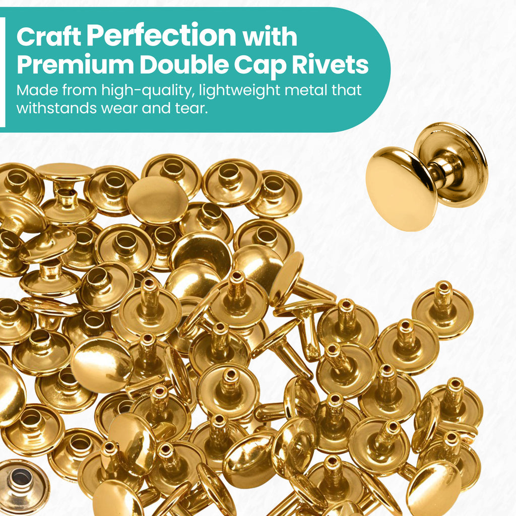 Double Cap Tubular Rivets with Fixing Hand Tool - (Pack of 100)