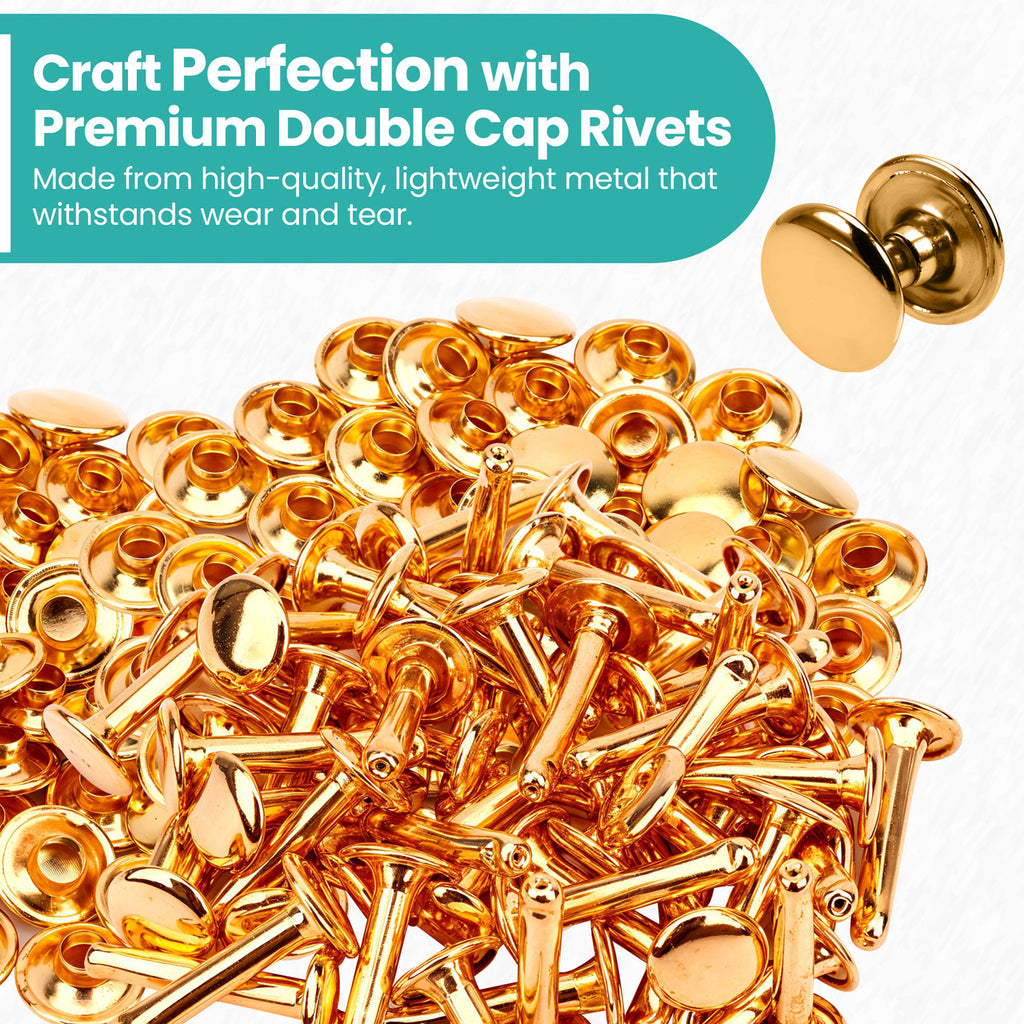 Double Cap Tubular Rivets Extra Long Studs (Pack of 50)