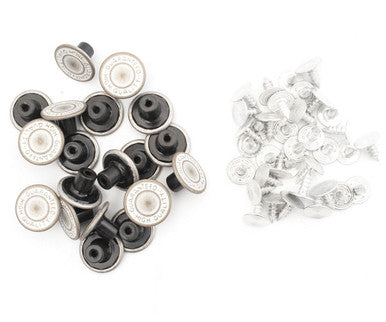 14mm Matte Silver Jeans Buttons with Pins (Pack of 10)
