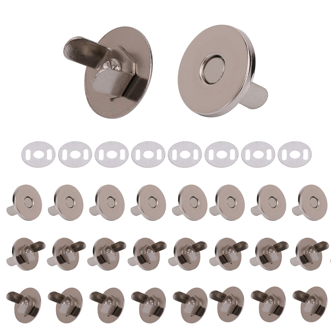 Thin Magnetic Snap Clasps - Silver