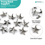 12mm Silver Star Studs with Prongs - Pack of 50