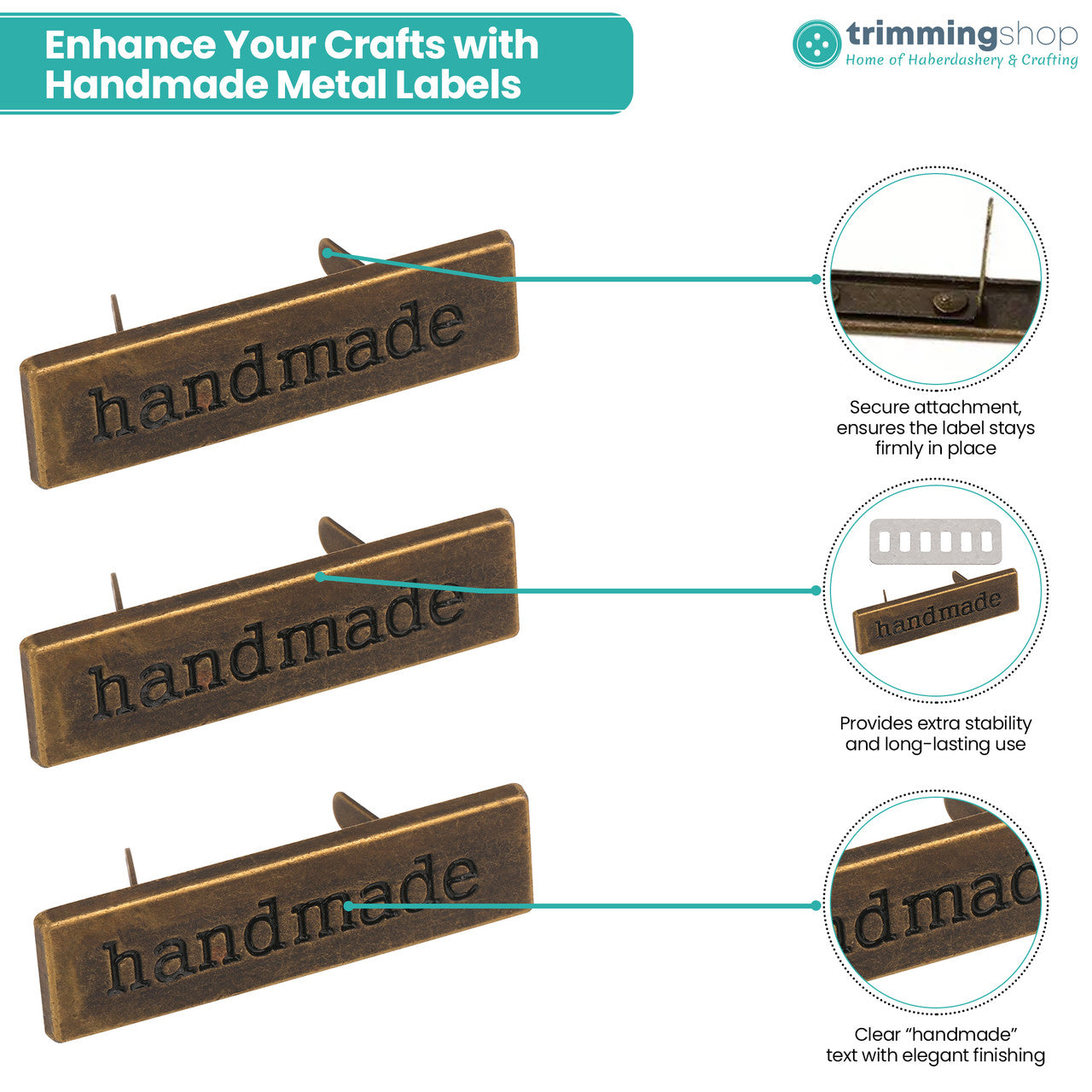 Handmade Metal Labels – 3.5cm x 1cm (Pack of 5)