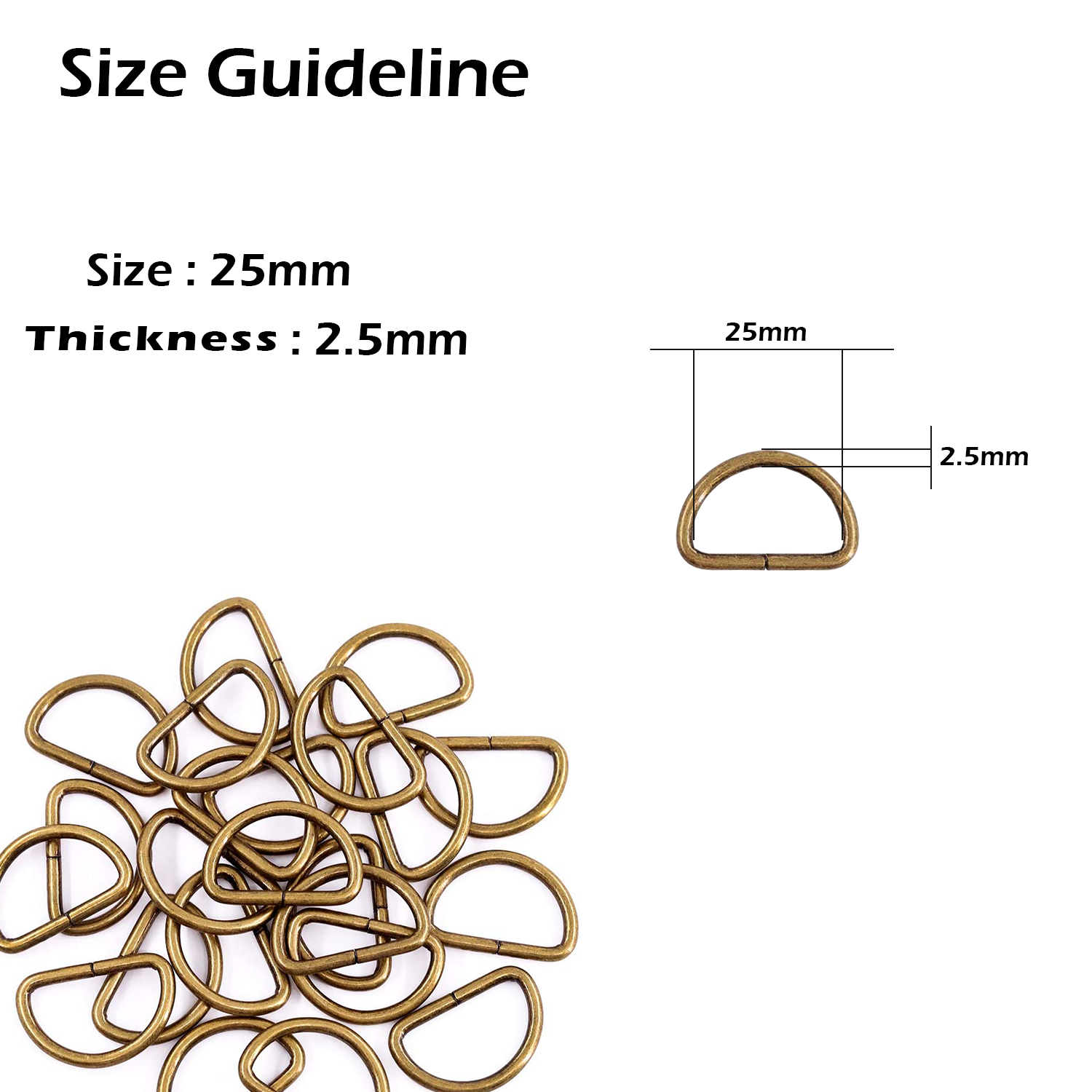 Non-Welded Metal D-Rings (Pack of 10)