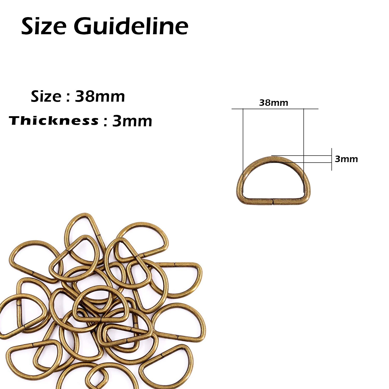 Non-Welded Metal D-Rings (Pack of 10)