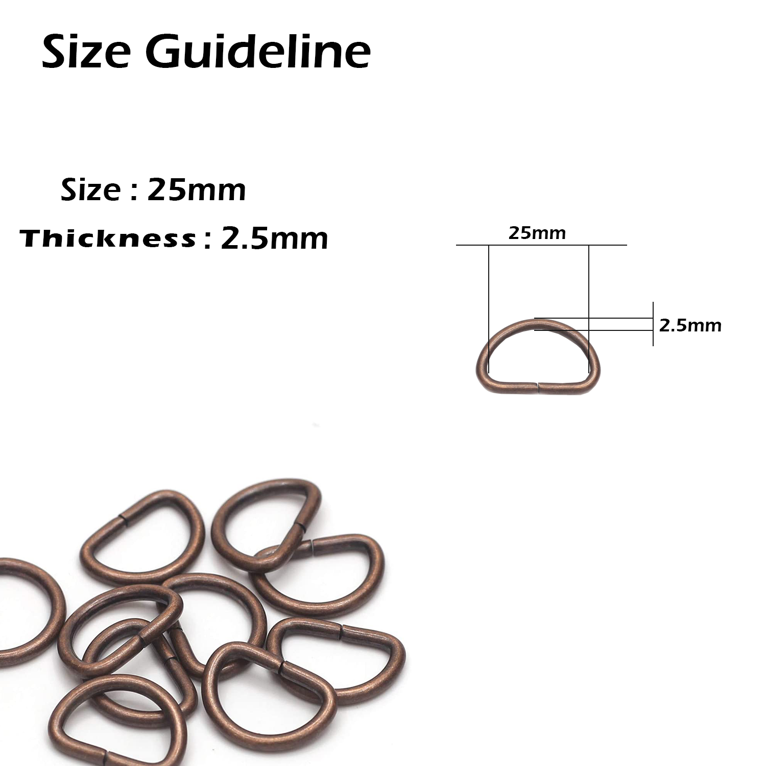 Non-Welded Metal D-Rings (Pack of 10)