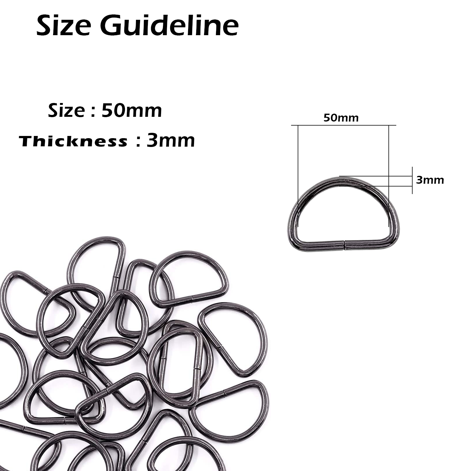 Non-Welded Metal D-Rings (Pack of 10)