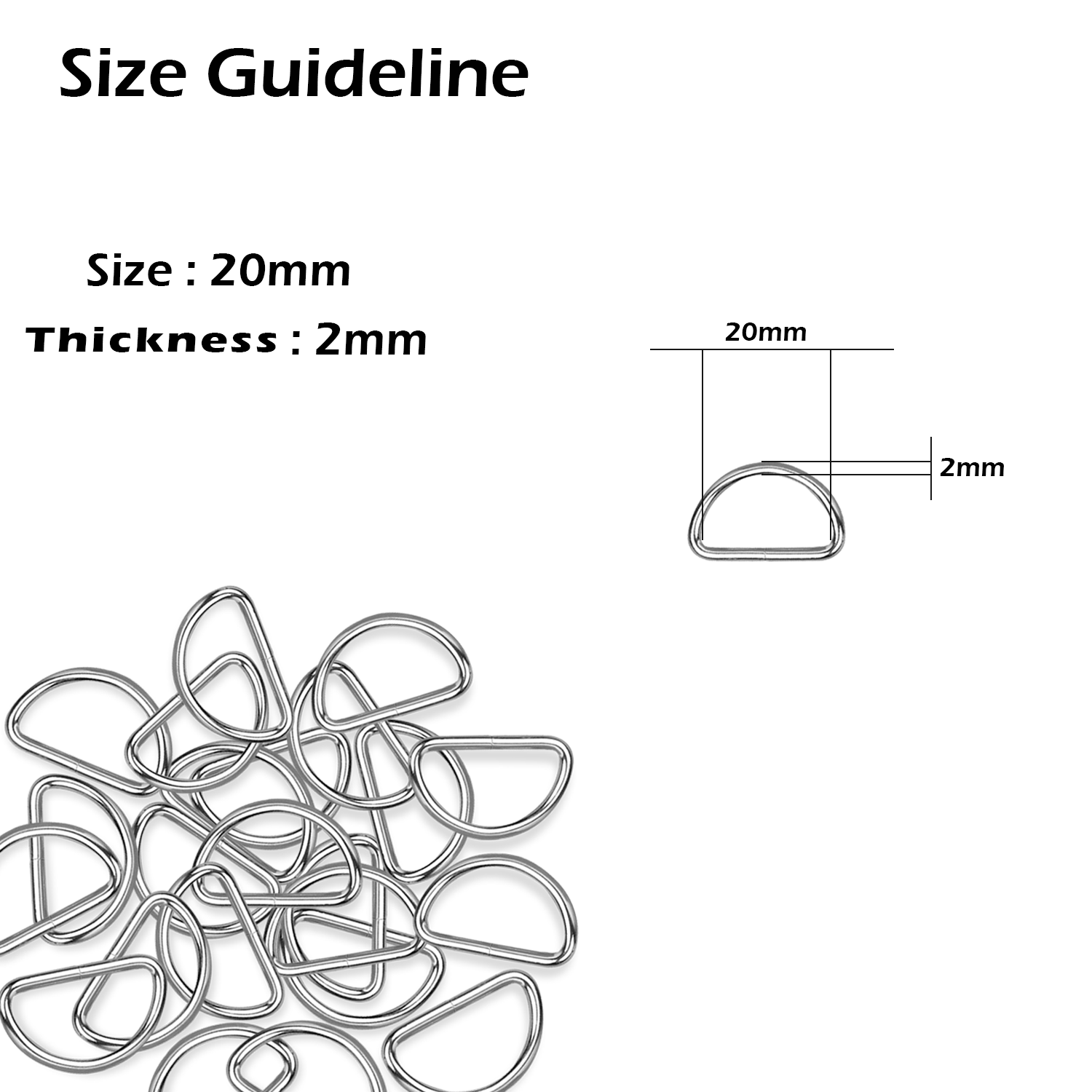 Non-Welded Metal D-Rings (Pack of 10)