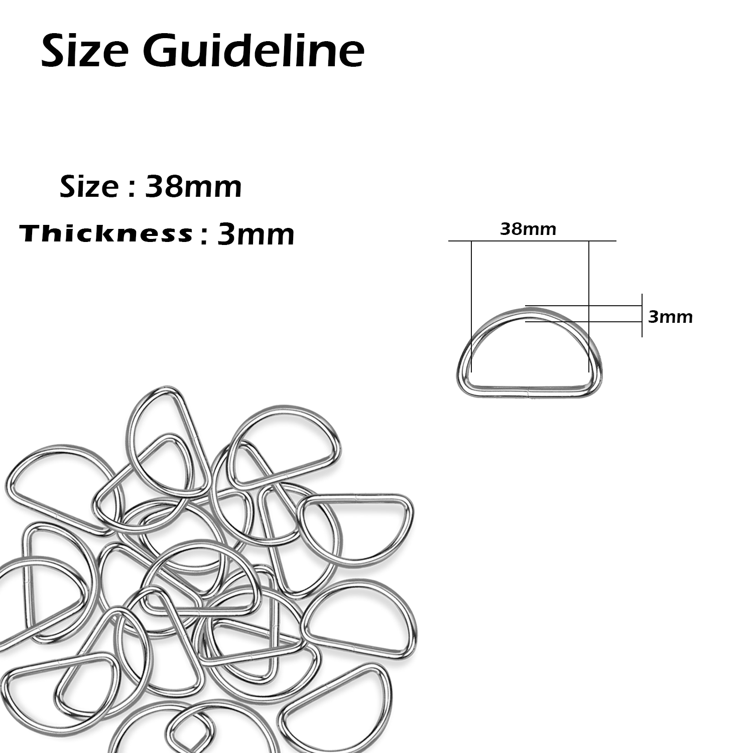 Non-Welded Metal D-Rings (Pack of 10)