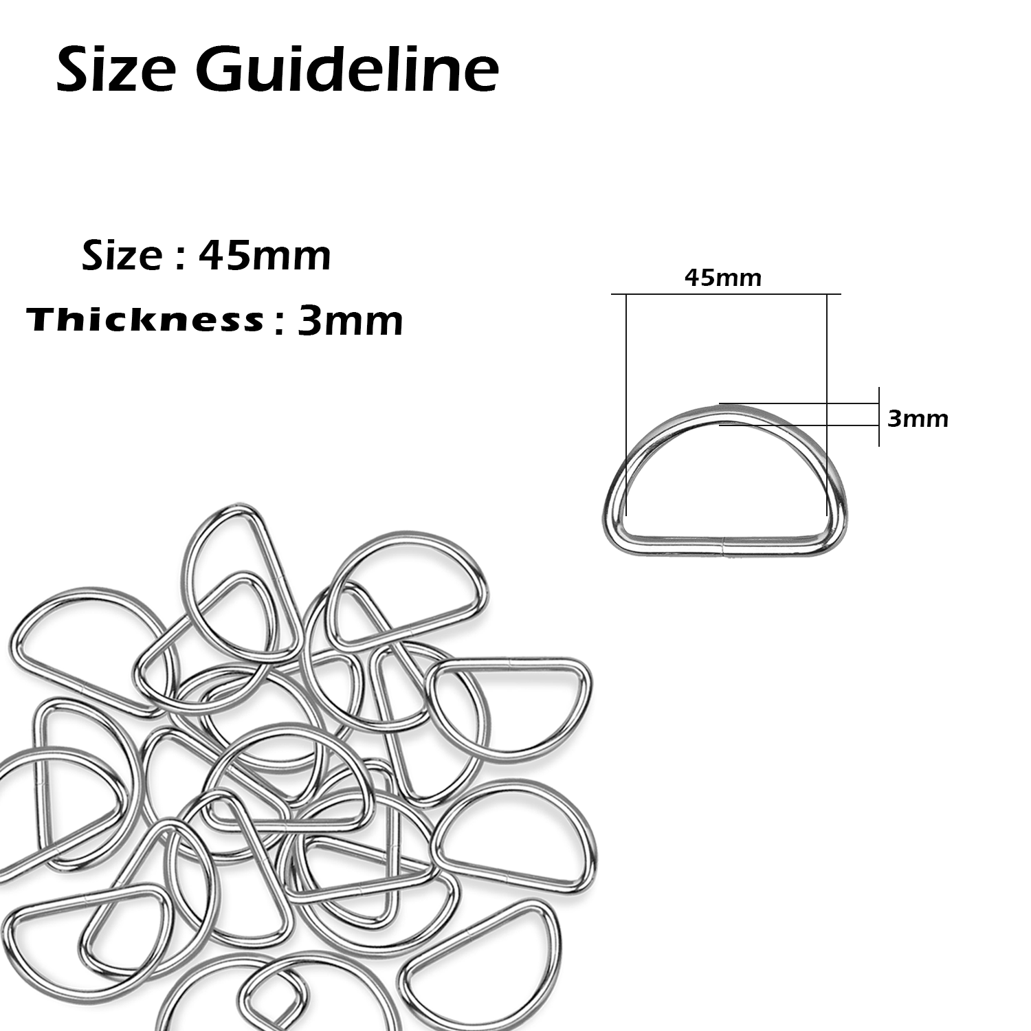 Non-Welded Metal D-Rings (Pack of 10)