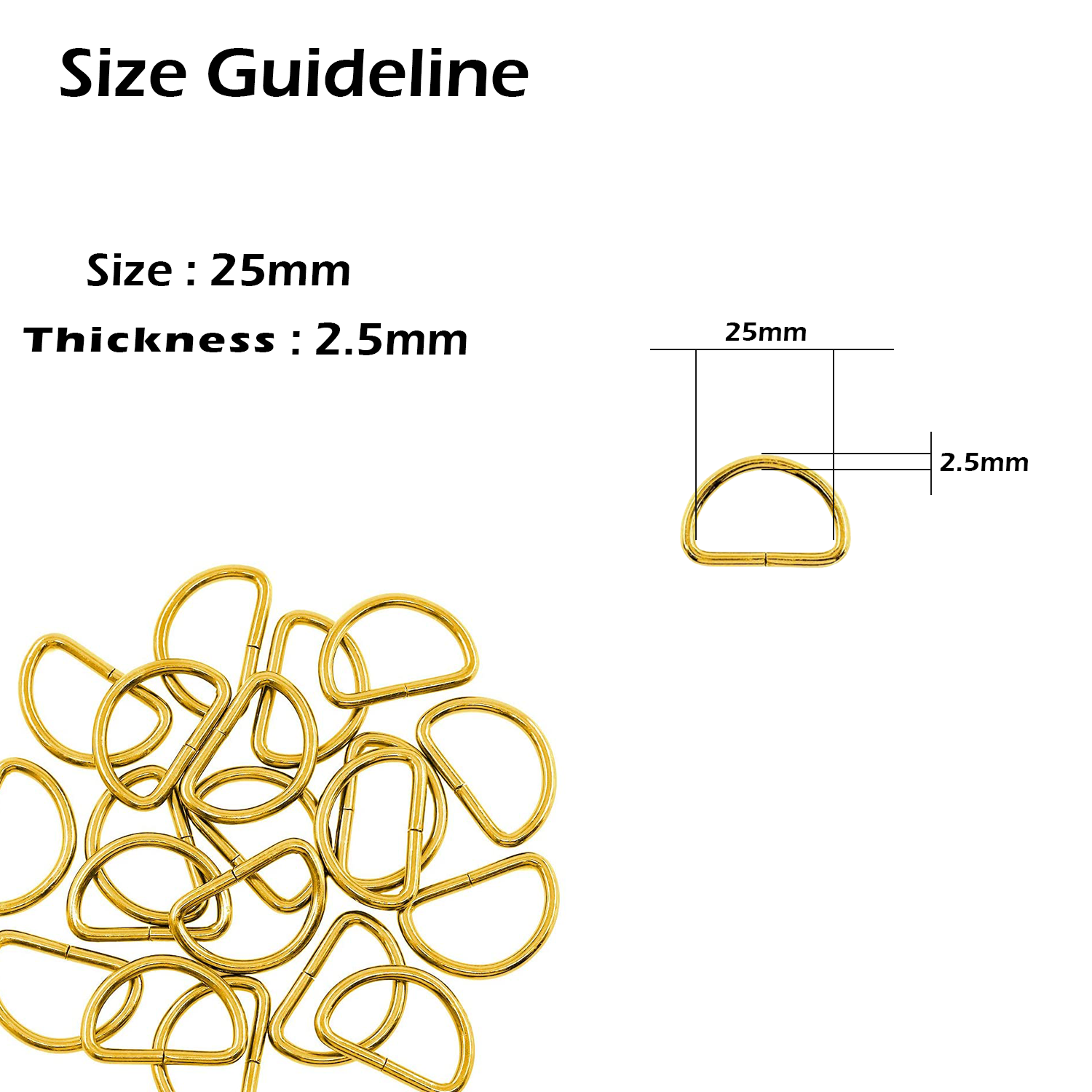 Non-Welded Metal D-Rings (Pack of 10)