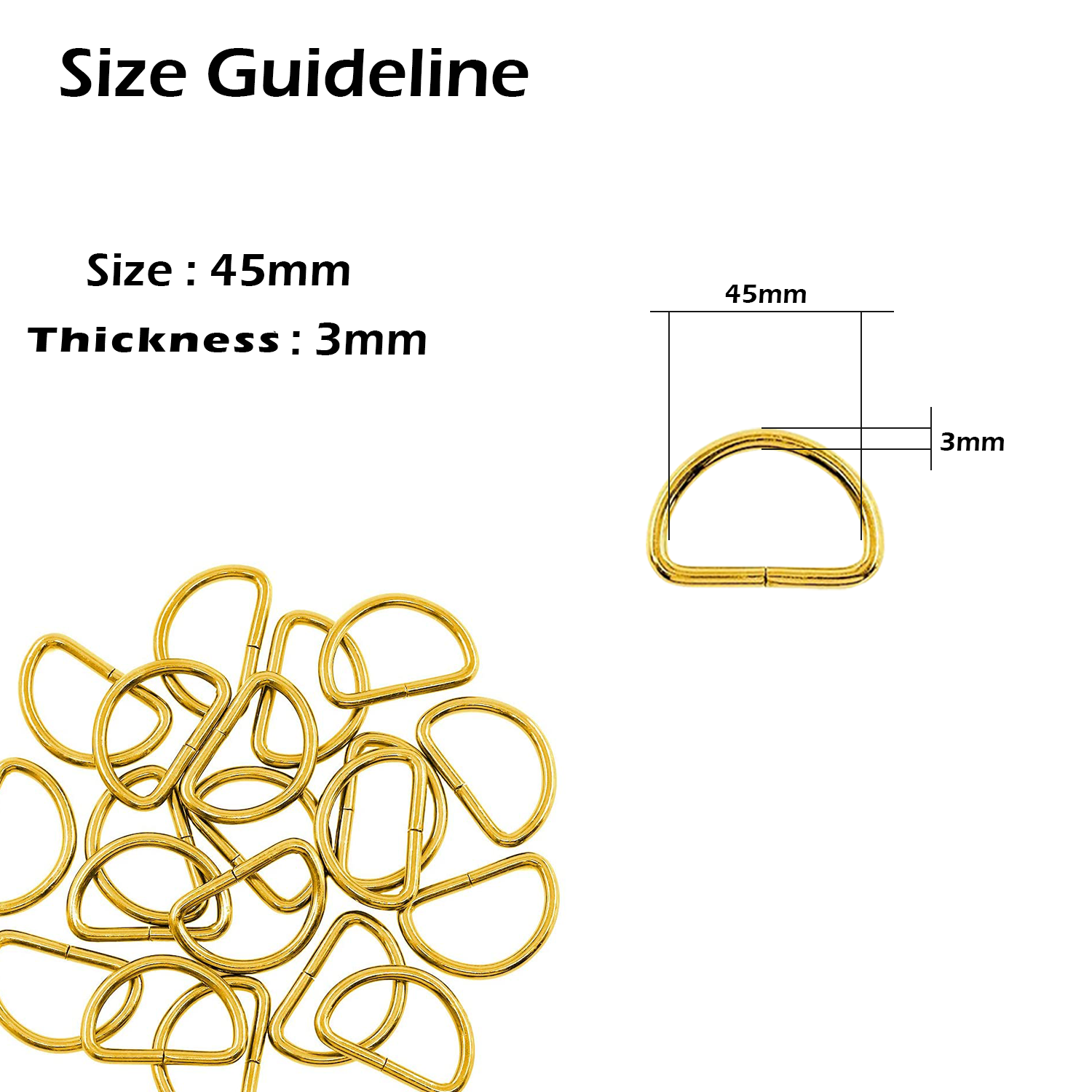 Non-Welded Metal D-Rings (Pack of 10)