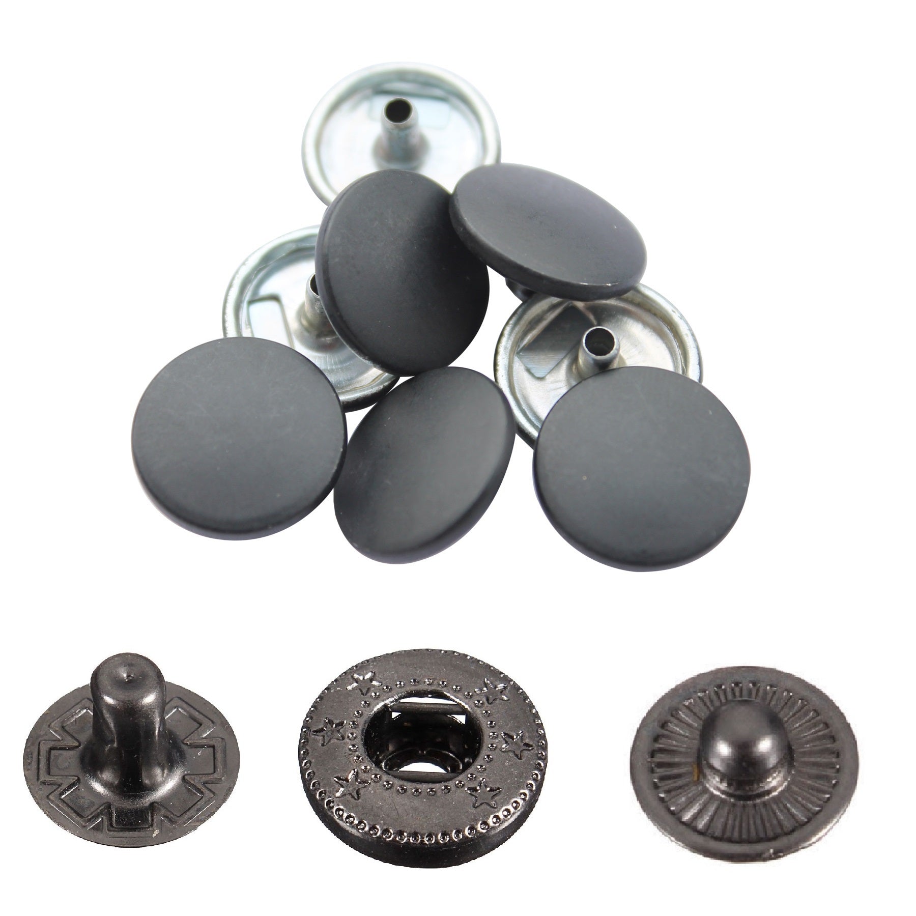 15mm S Spring Press Studs with Colour Caps and Gunmetal Components - (10 Sets)